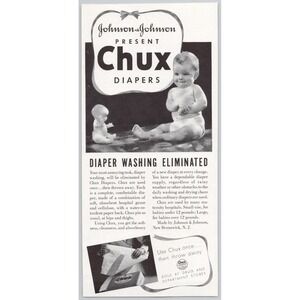 1937 Johnson & Johnson Chux Disposable Diapers Advertisement Vintage Baby Care